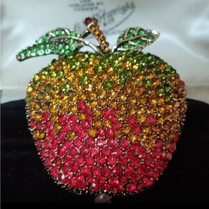 Multicolor Crystal Apple Brooch
